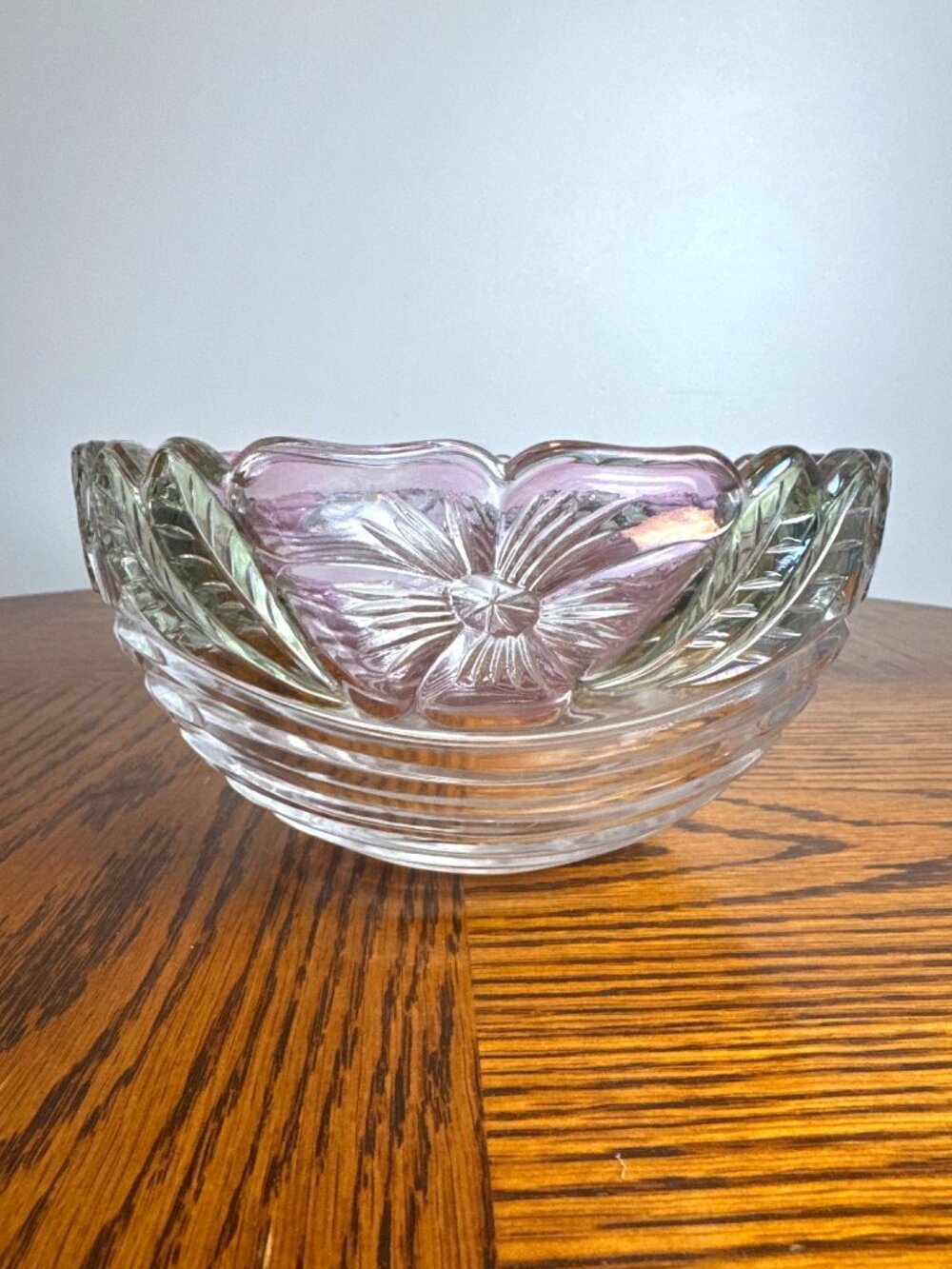Vintage Floral Crystal Bowl Rose Petals Pattern Anna Hutte Bleikristall